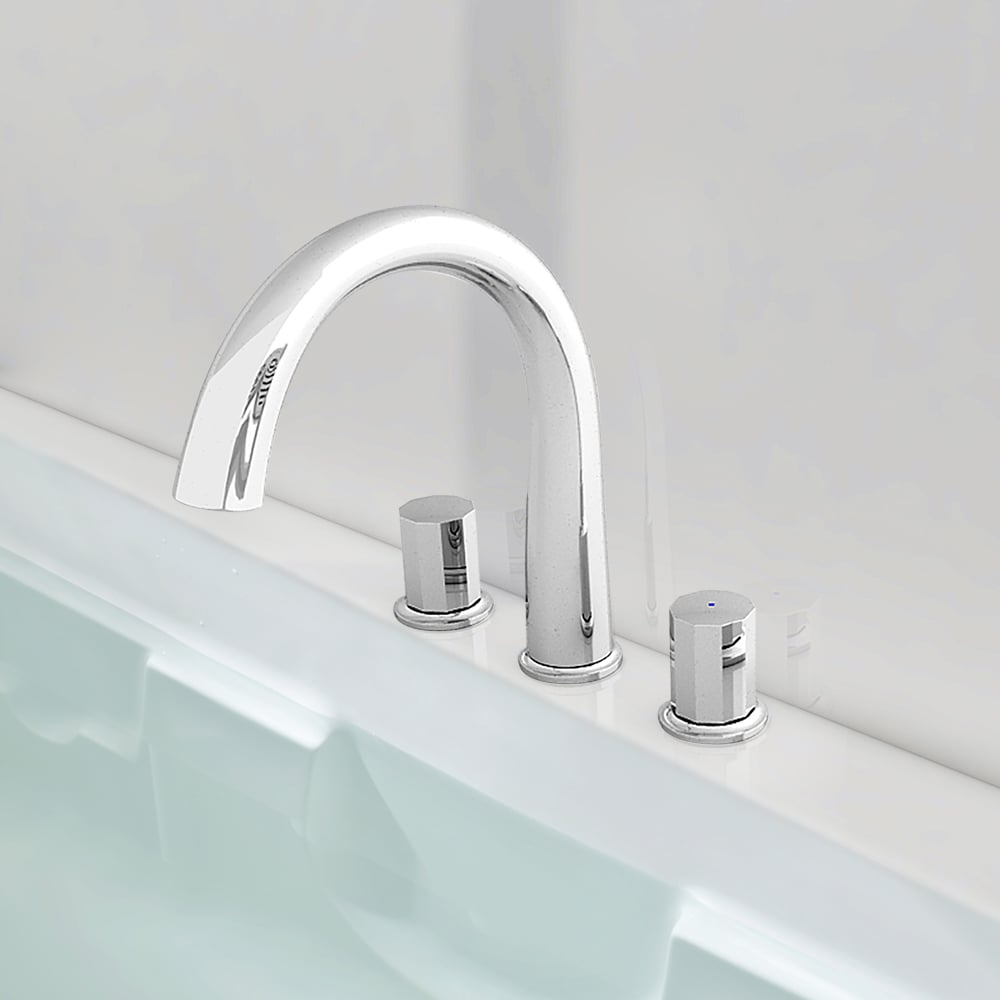 Chrome 3-Hole Bath Tap Solid Brass Double Knobs window image