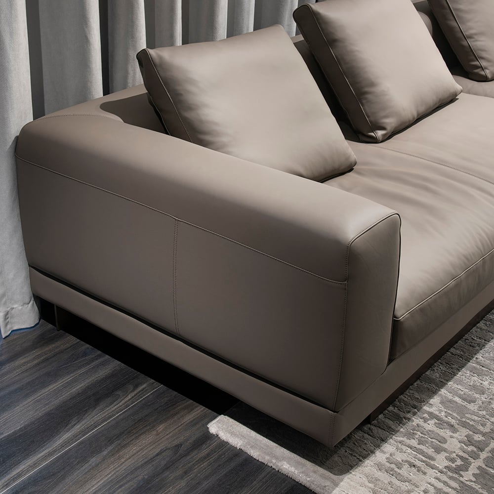 Modern Light Gray Leath-Aire Upholstered Sectional Sofa Modular Sofa window image