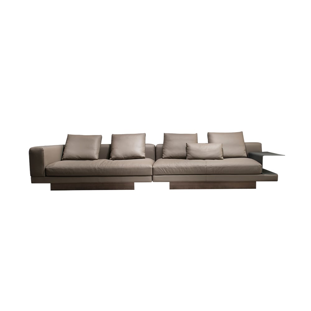 Modern Light Gray Leath-Aire Upholstered Sectional Sofa Modular Sofa window image