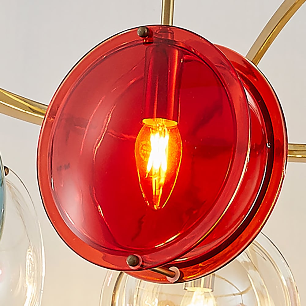 Postmodern Wagon Wheel 8-Light  Colourful Chandelier Iron and Glass Frame window image