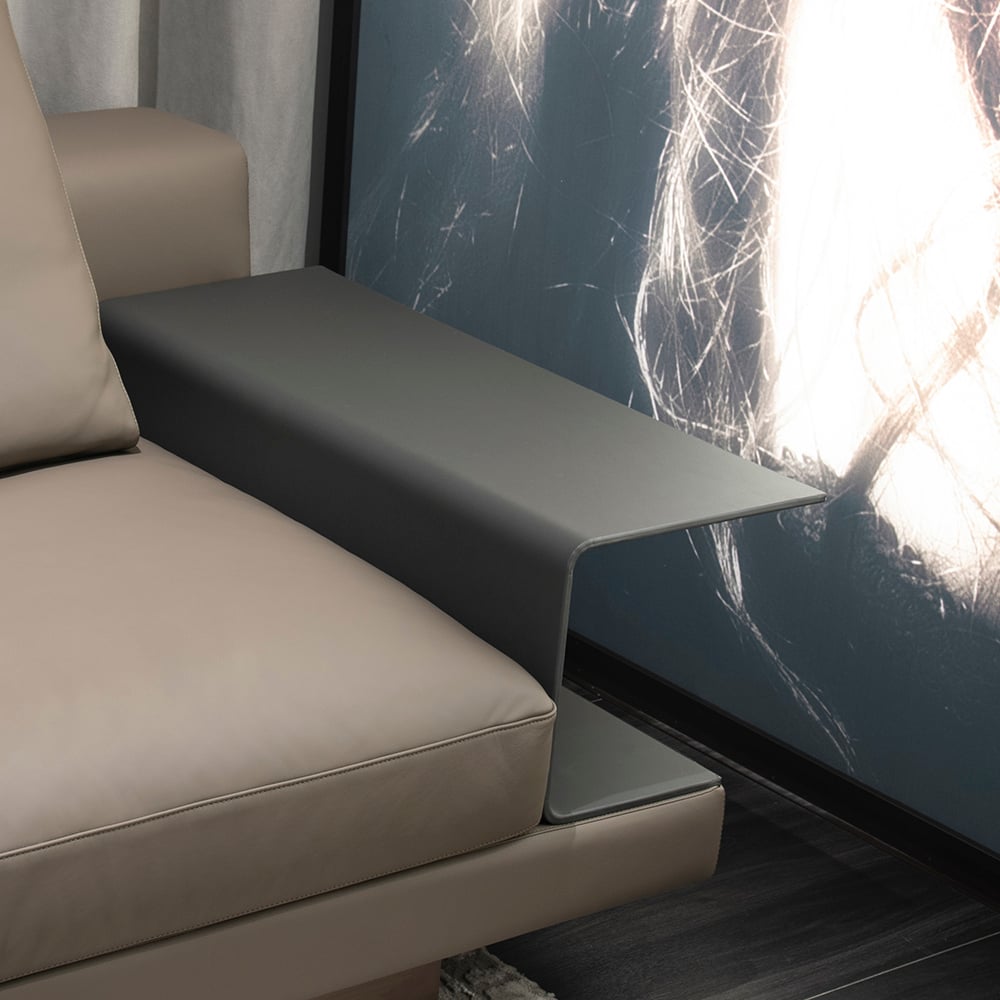 Modern Light Gray Leath-Aire Upholstered Sectional Sofa Modular Sofa window image