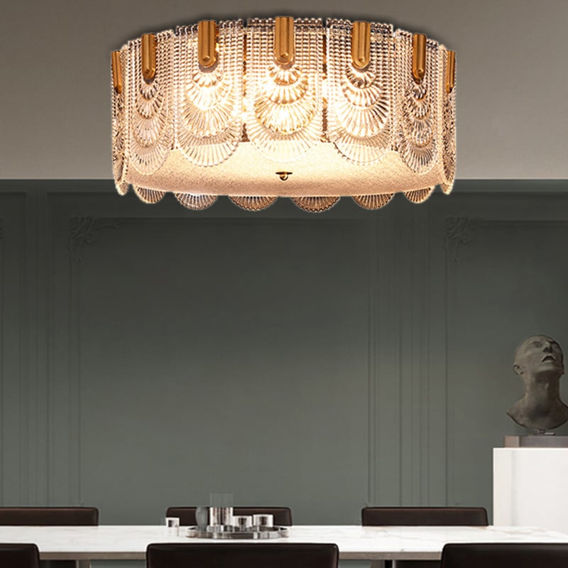 Flize Modern 8-Light Round Glass Flush Mount Light for Living Room window image