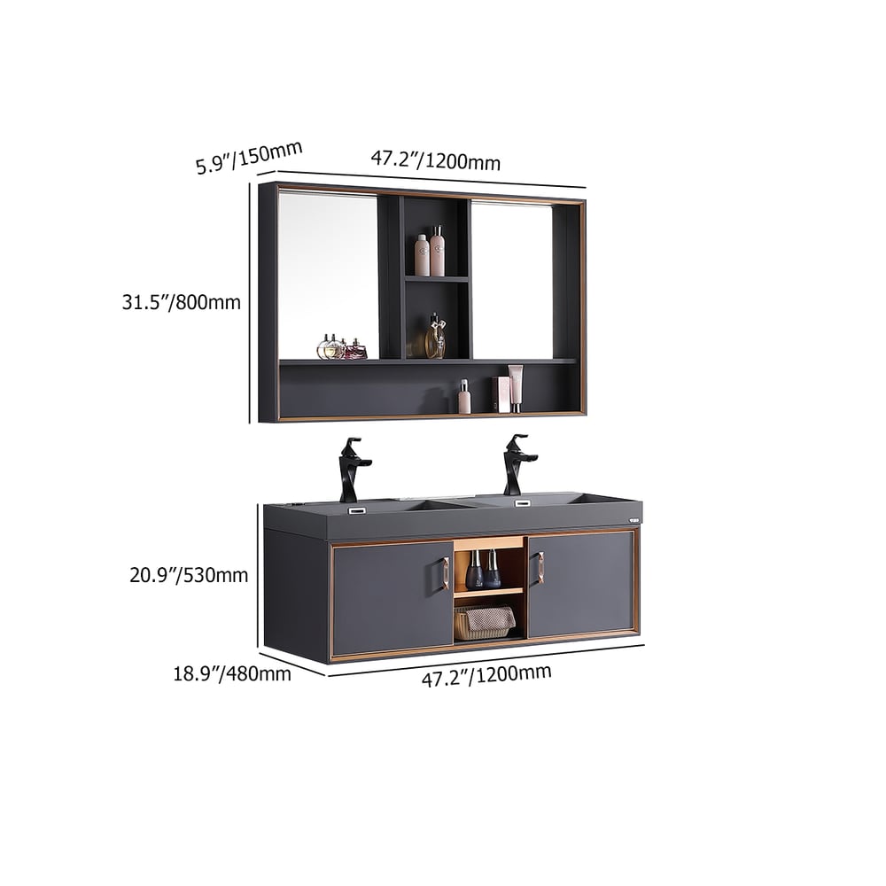 1200mm Floating Bathroom Vanity Set with Double Basins & Medicine Cabinet window image