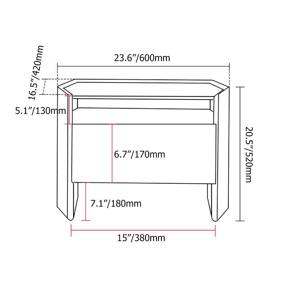 Mesita de noche negra de madera contrachapada minimalista con cajón y estante Imagen de ventana