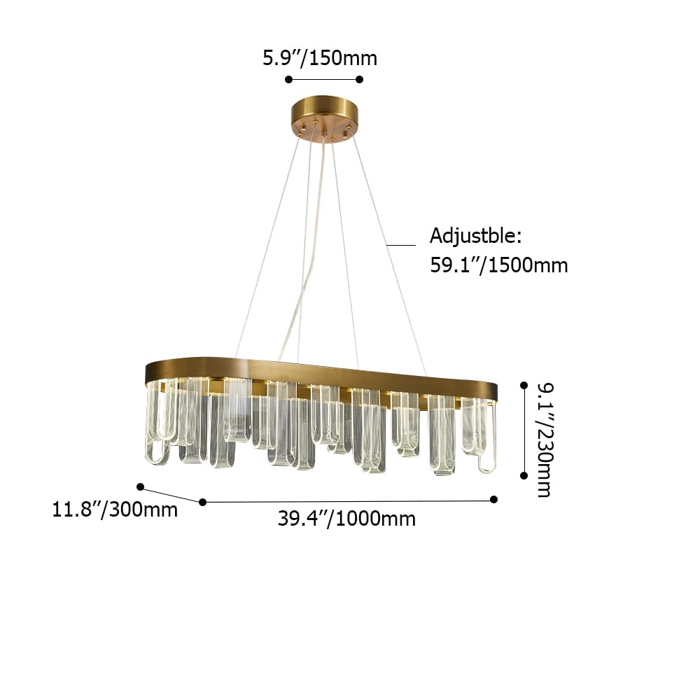 Contemporary Oval Glass LED Kitchen Island Light with Warm Light window image