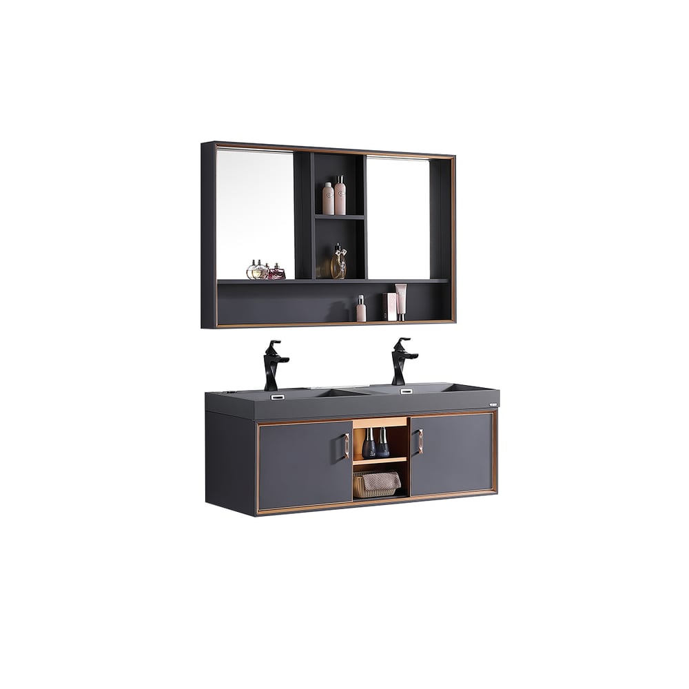 1200mm Floating Bathroom Vanity Set with Double Basins & Medicine Cabinet window image