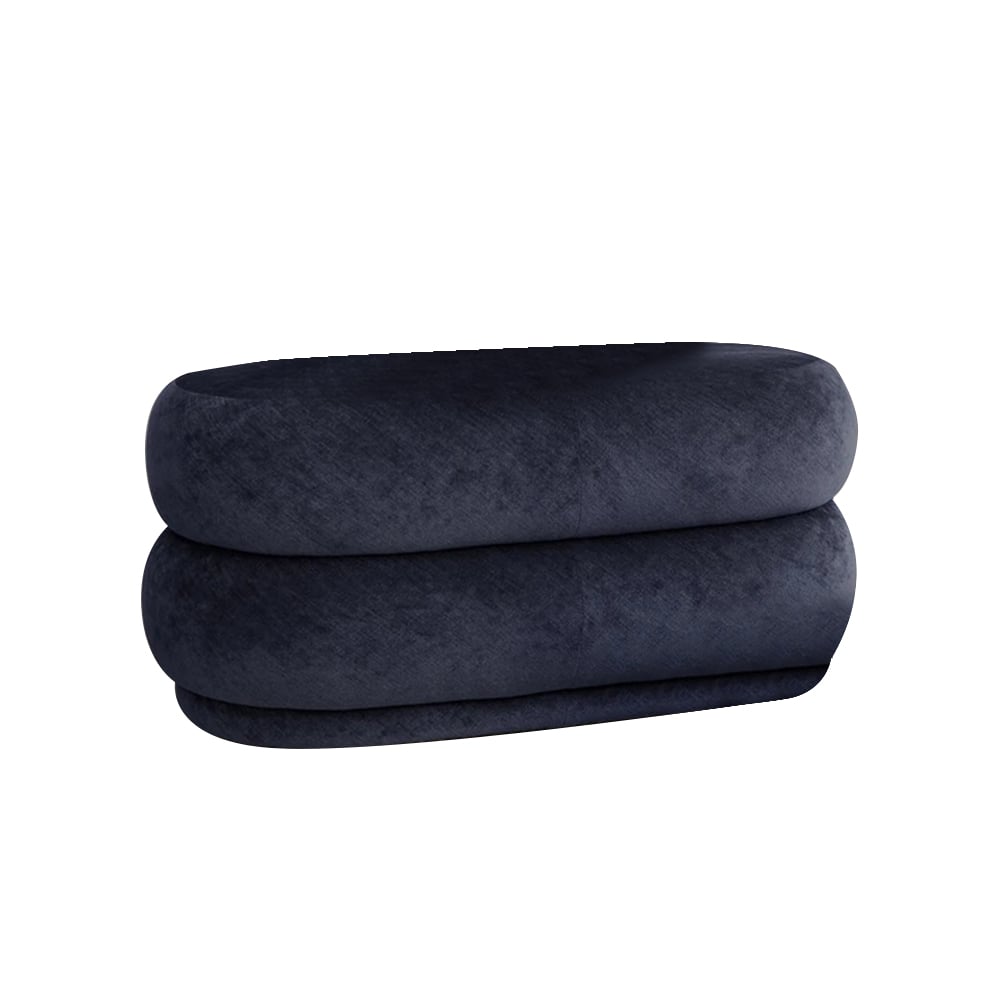Modern Oval Velvet Ottoman Footstool in Piled-up Design window image