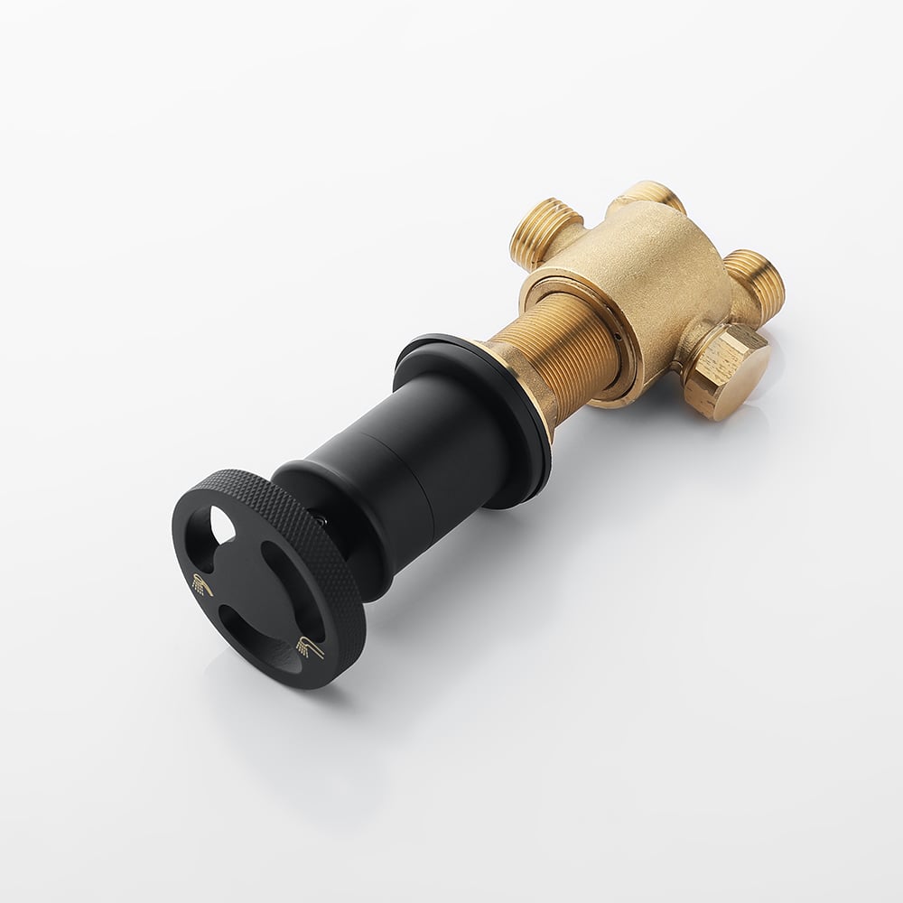 Industrial Deck Mounted Roman Bathtub Faucet with Handshower Solid Brass Matte Black window image