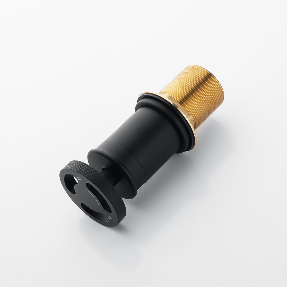 Industrial Deck Mounted Roman Bathtub Faucet with Handshower Solid Brass Matte Black window image