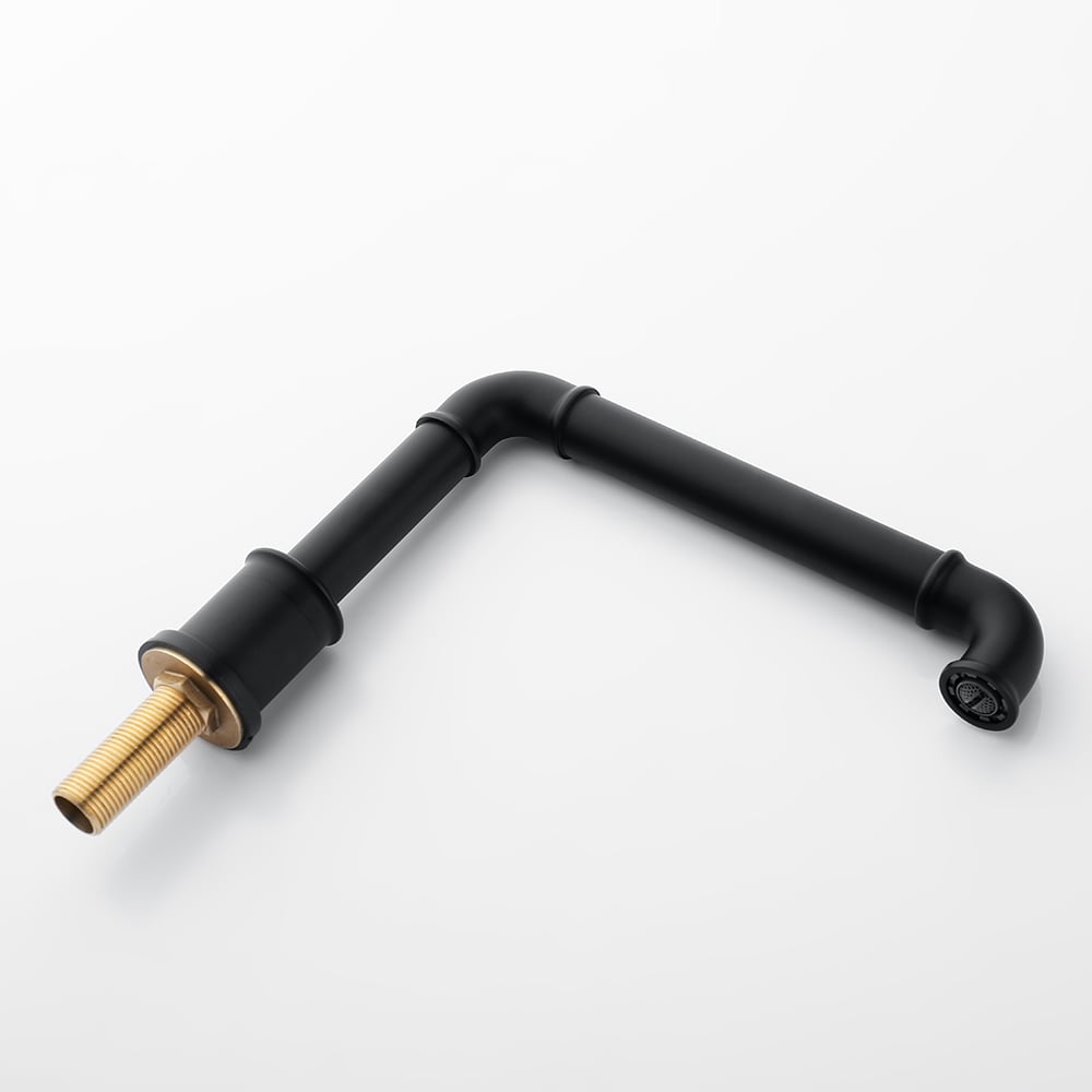 Industrial Deck Mounted Roman Bathtub Faucet with Handshower Solid Brass Matte Black window image