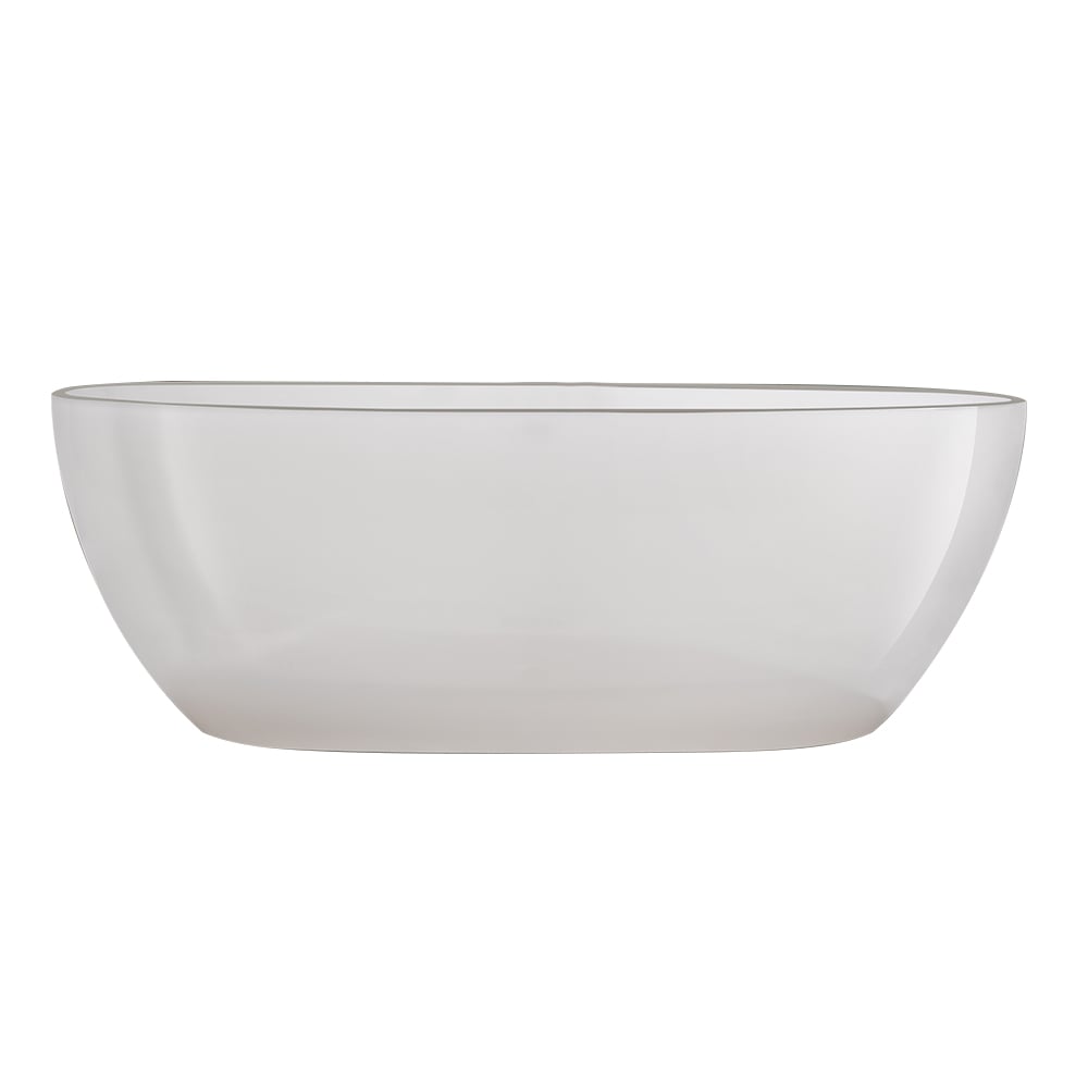 Bain de trempage en résine transparent transparent autonome de 1500 mm de forme ovale moderne avec déchets image de fenêtre