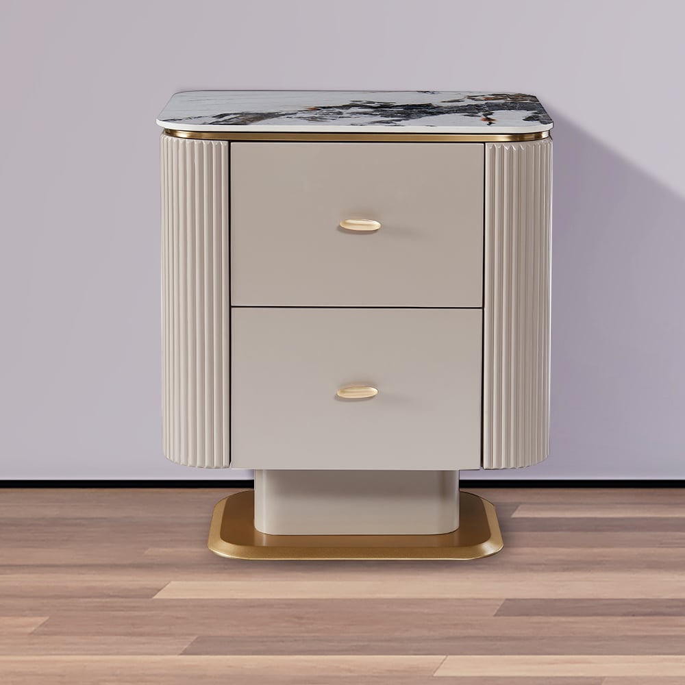 Contemporary 2-drawer Accent Cabinet Nightstand in Khaki window image