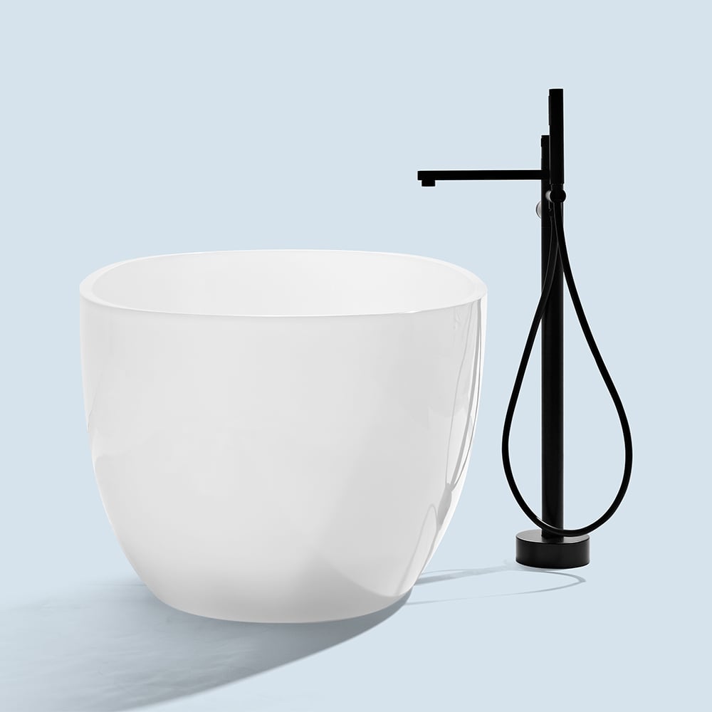 Bain de trempage en résine transparent transparent autonome de 1500 mm de forme ovale moderne avec déchets image de fenêtre