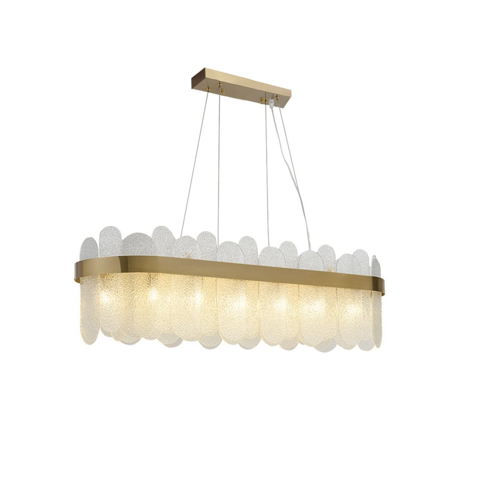 Modern 12-Light Tiered Clear Glass Island Light with Oval Frame window image