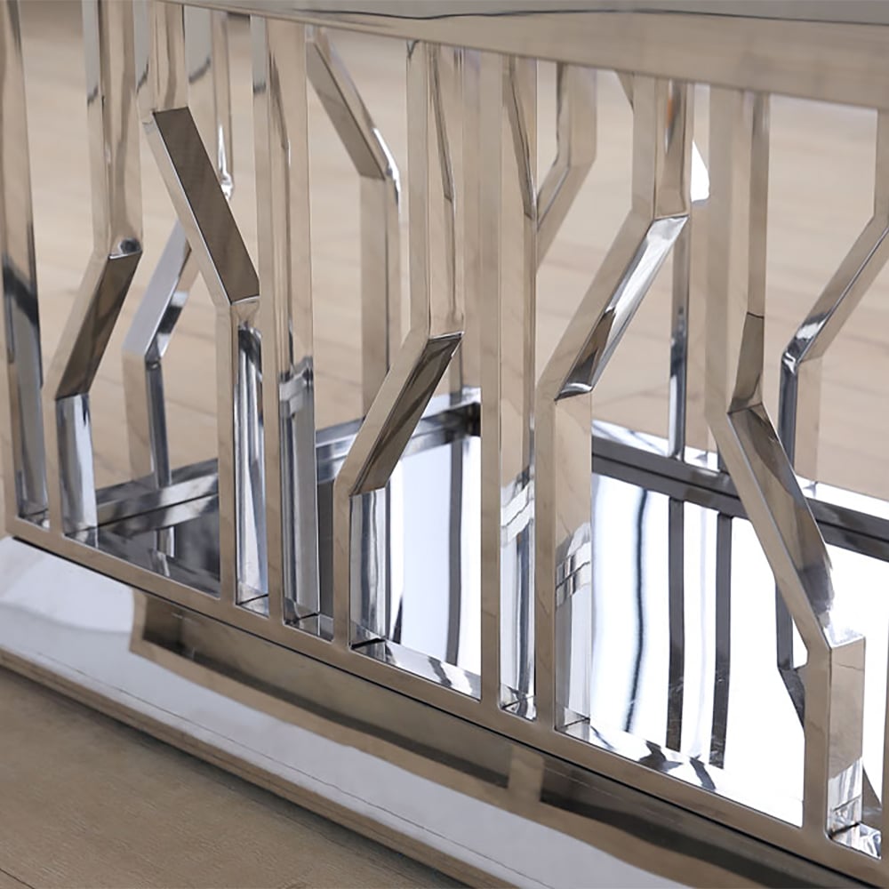 51" Faux Marble White Coffee Table with Stainless Steel Frame window image