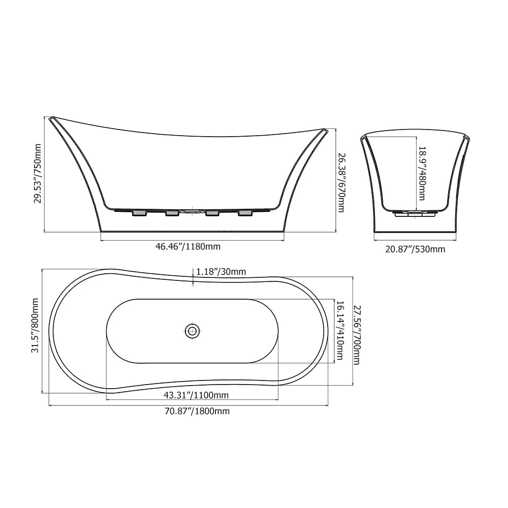 Baignoire autoportante ovale en acrylique de 1800 mm en blanc et rose image de fenêtre