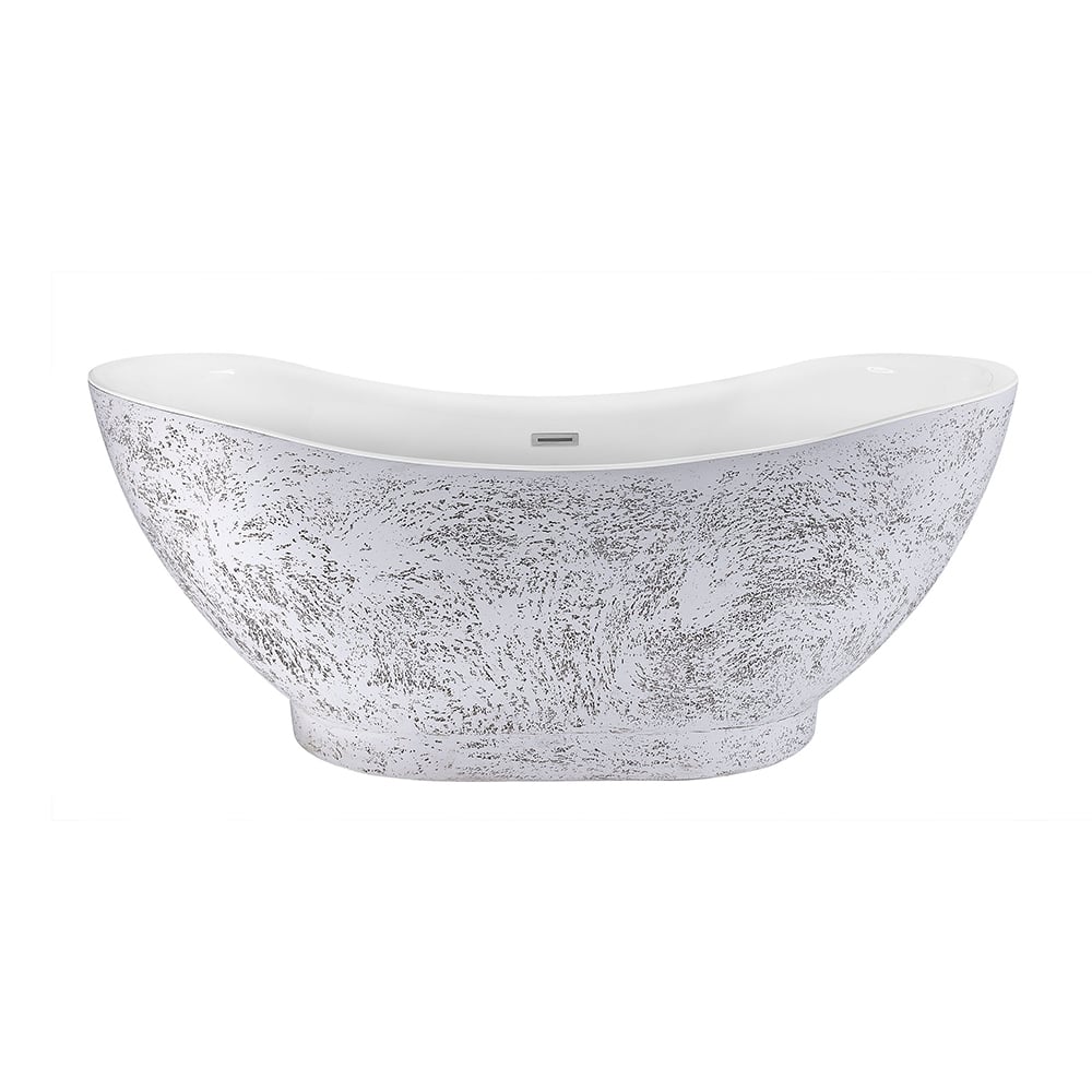 1696mm Freestanding Oval Acrylic Soaking Bath in White and Grey window image