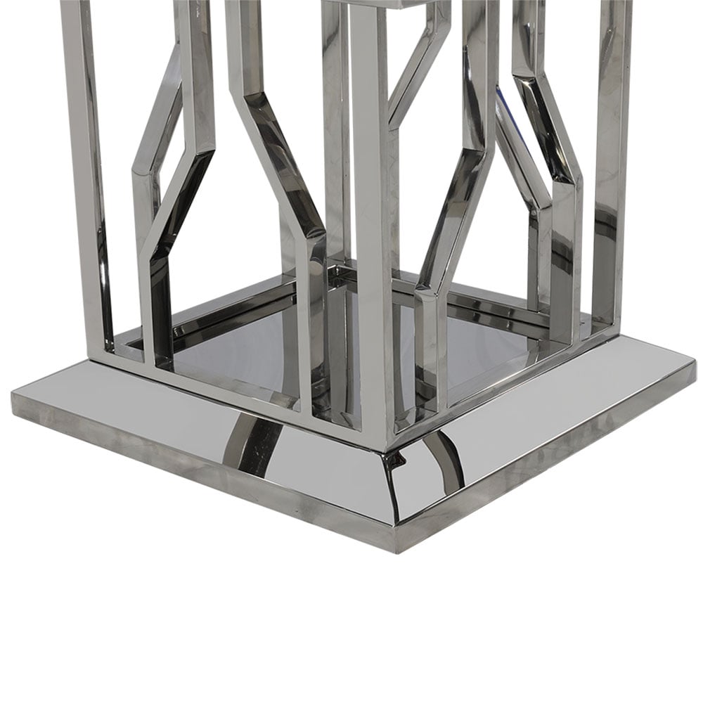 White Square Faux Marble Side Table Stainless Steel Base window image