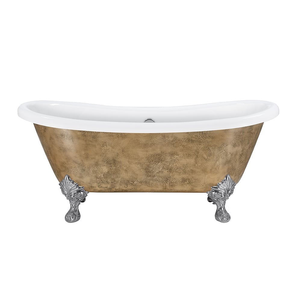 69'' Acrylic Oval Soaking Bathtub Decorated in Decorated with Silver Clawfoot in Gold window image