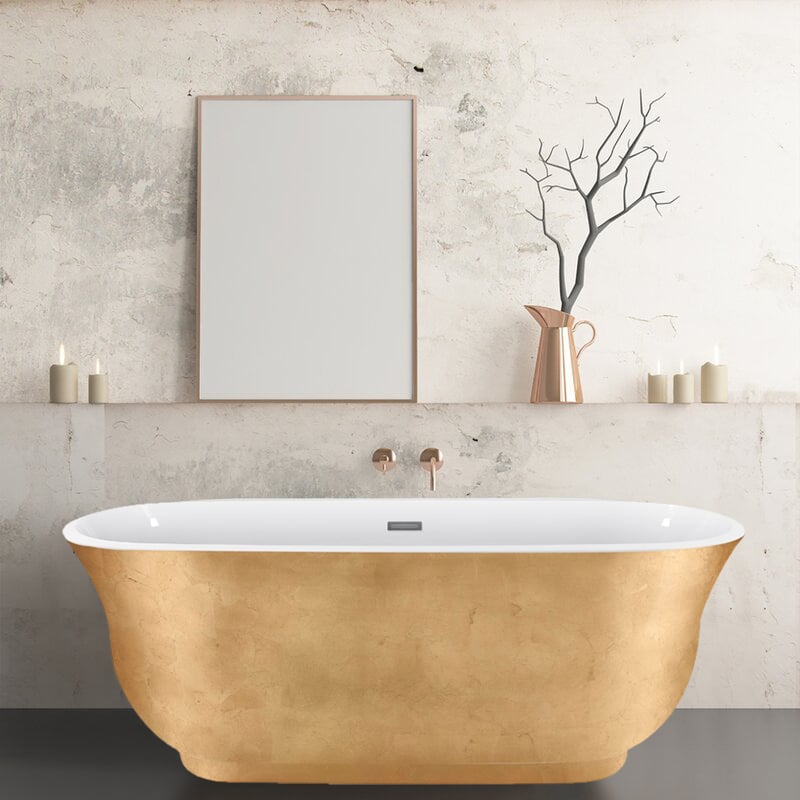 1700mm Oval Freestanding Acrylic Soaking Bath in Gold window image