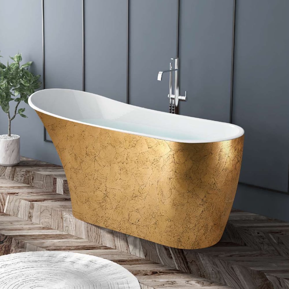 1600 mm vrijstaand ovaal acryl bad in glanzend goud Vensterafbeelding