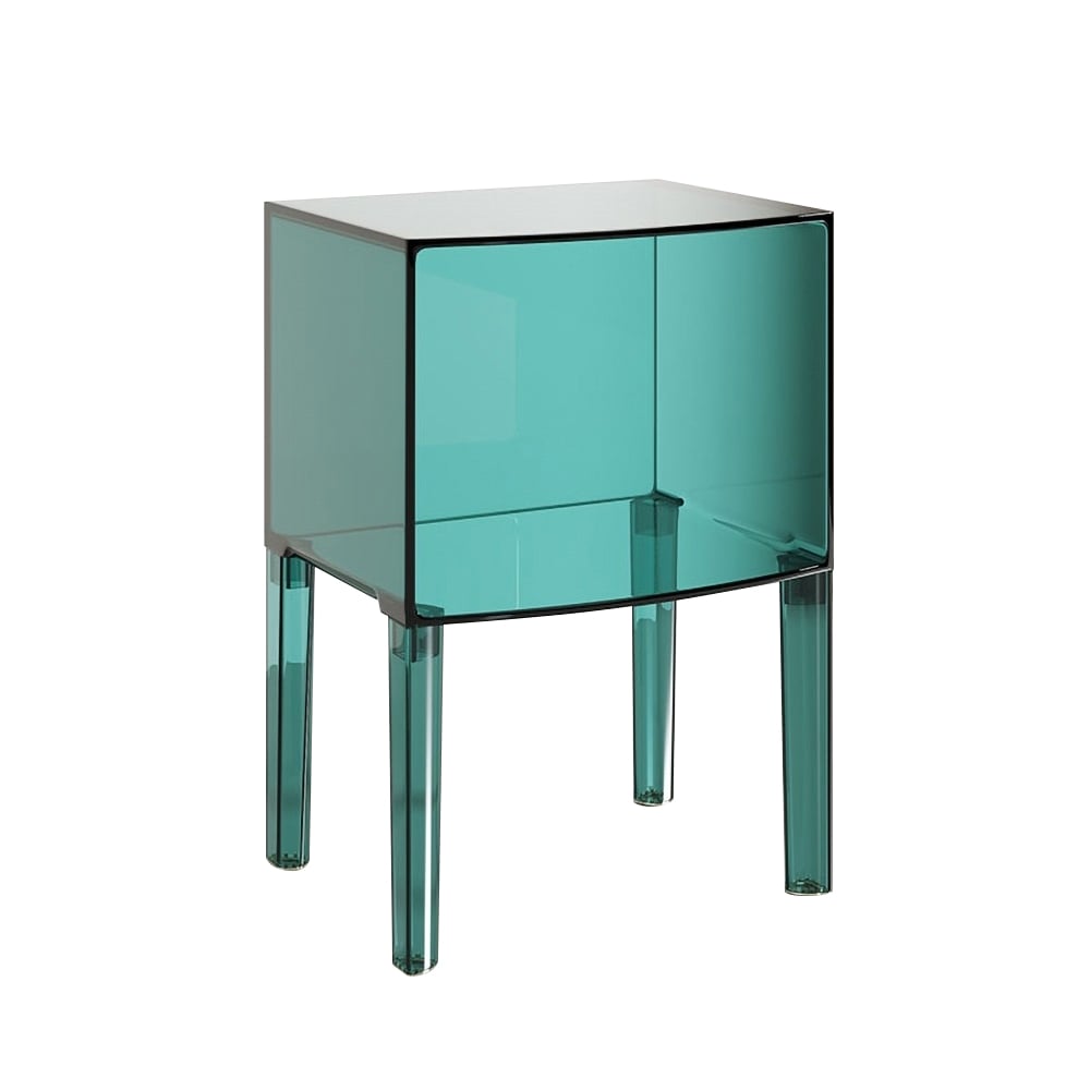 Acrylic Nightstand with Shelf End Table Clear Round Side Table Modern Accent Table-Small window image