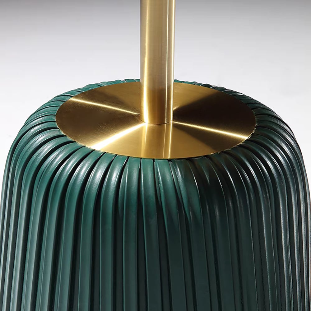 Round Gold End Table with Green PU Leather Unique window image