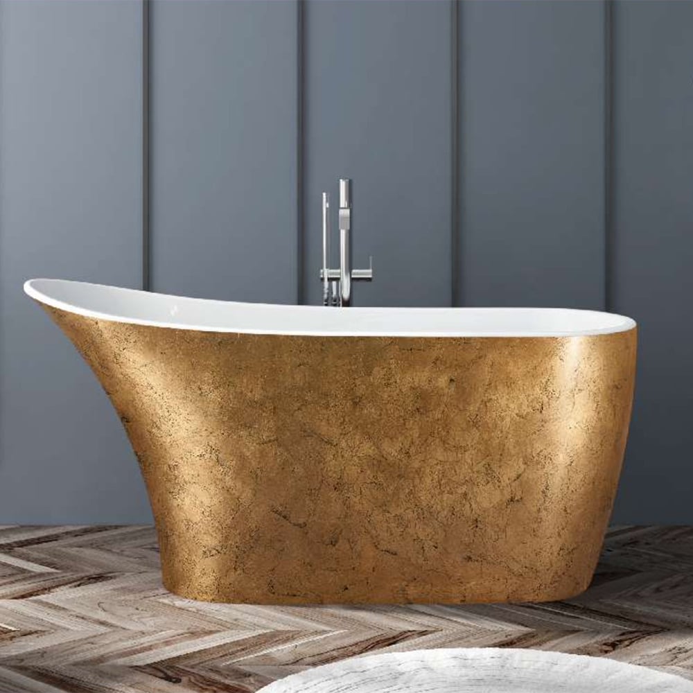 1600 mm vrijstaand ovaal acryl bad in glanzend goud Vensterafbeelding