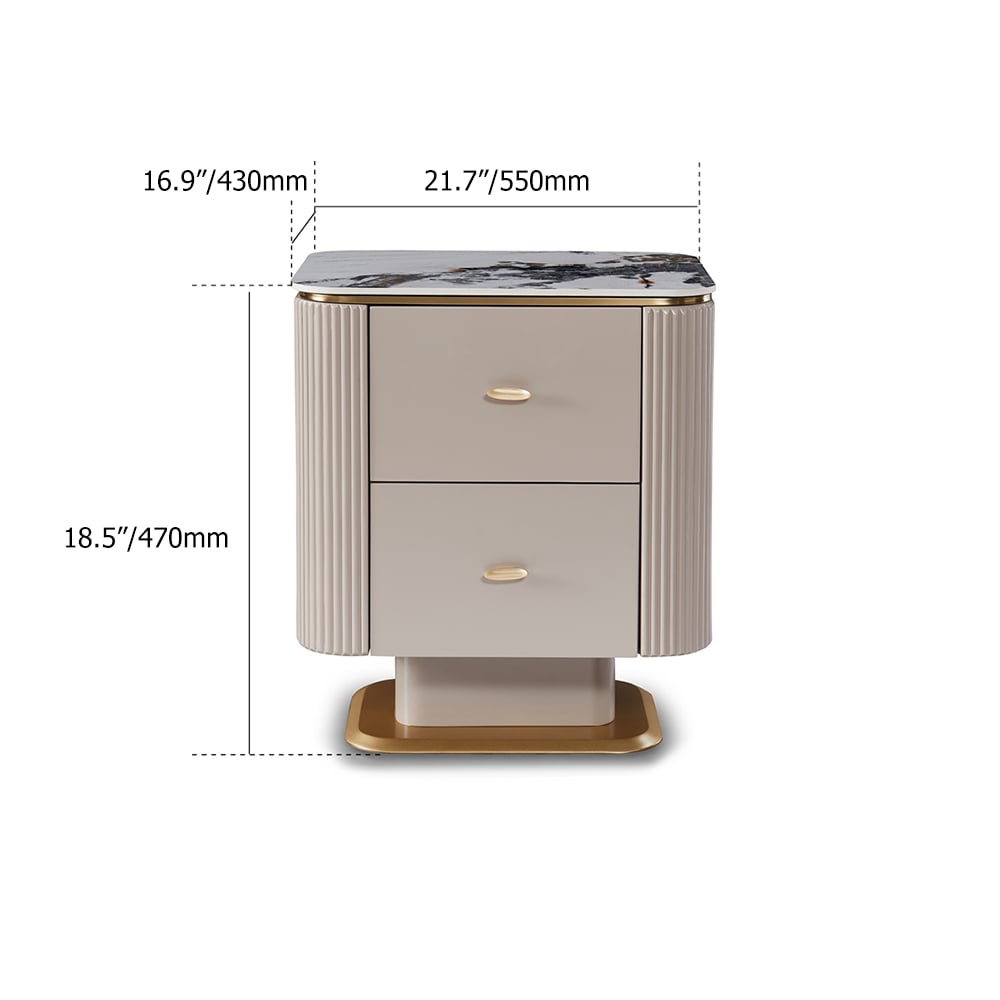 Contemporary 2-drawer Accent Cabinet Nightstand in Khaki weights dimensions image