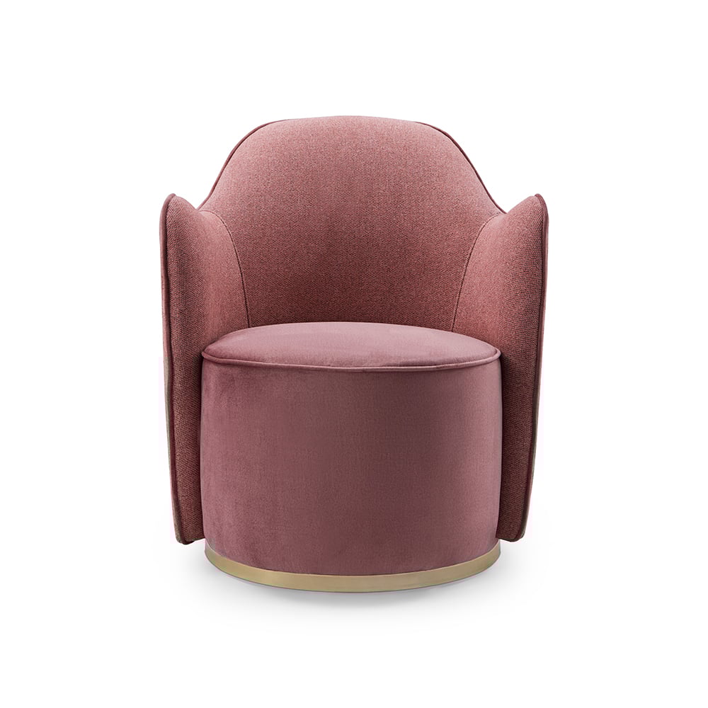 Chaise d'appoint moderne de 700 mm Fauteuil rose Chaise de forme ronde image de fenêtre