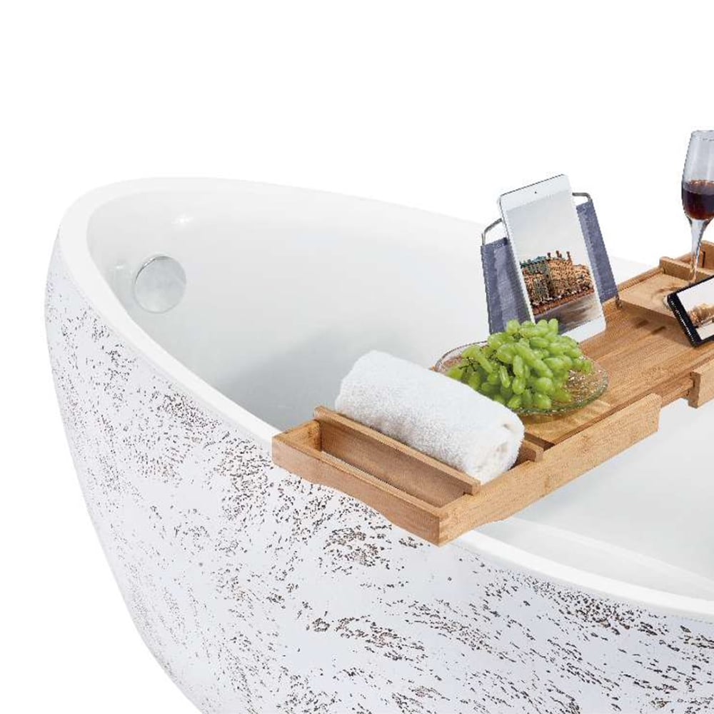 1750mm Freestanding Oval Acrylic Soaking Bath in White & Grey window image