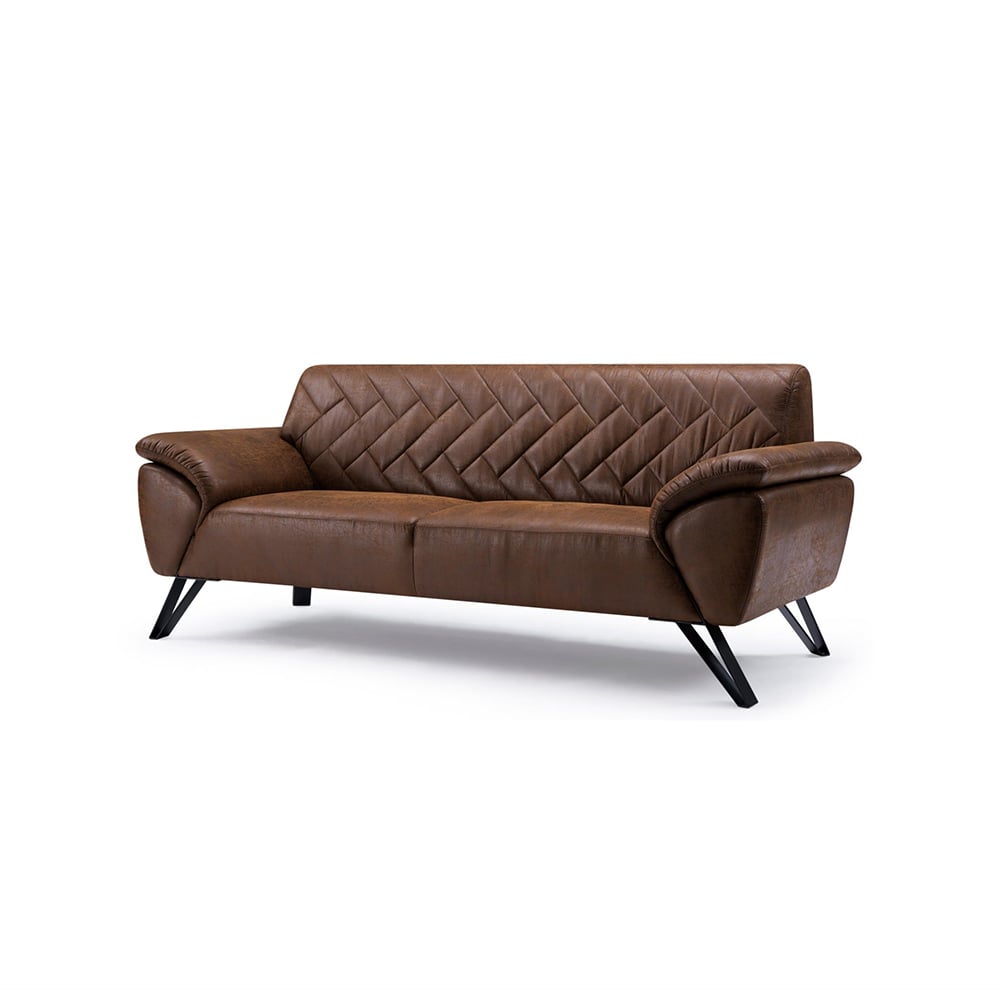 Canapé moderne en cuir de 2080 mm avec accoudoirs et pieds en métal marron image de fenêtre