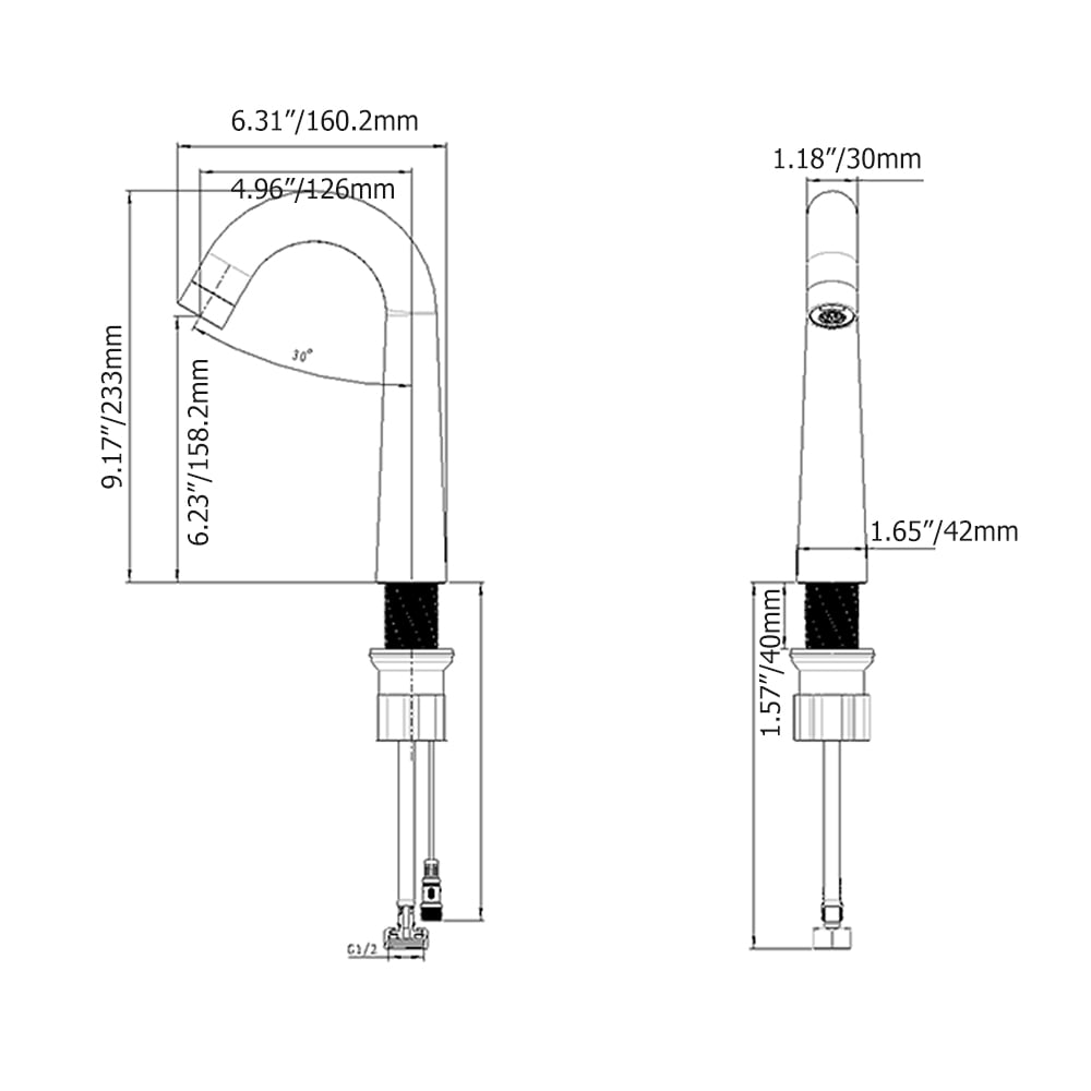Monobloc Touchless Electronic Bathroom Basin Tap in Chrome weights dimensions image
