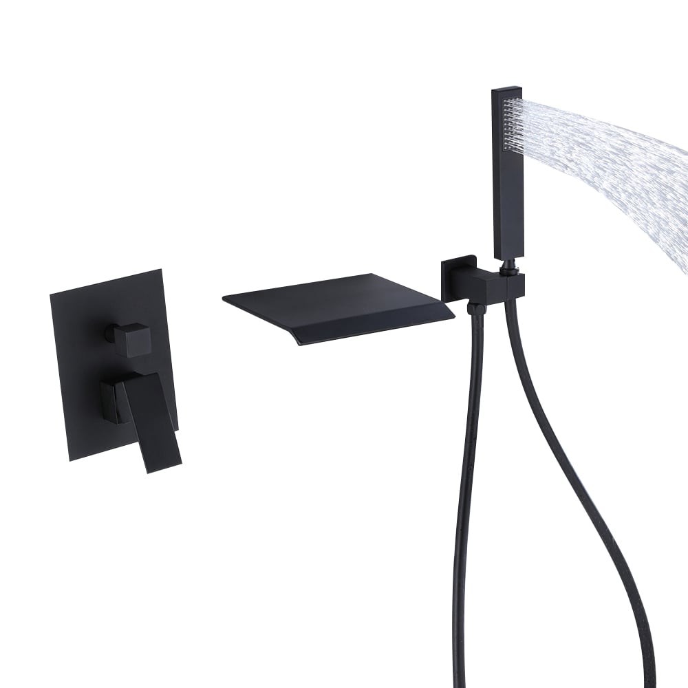 Solid Brass Single Handle Wall Mount Tub Faucet in Matte Black window image