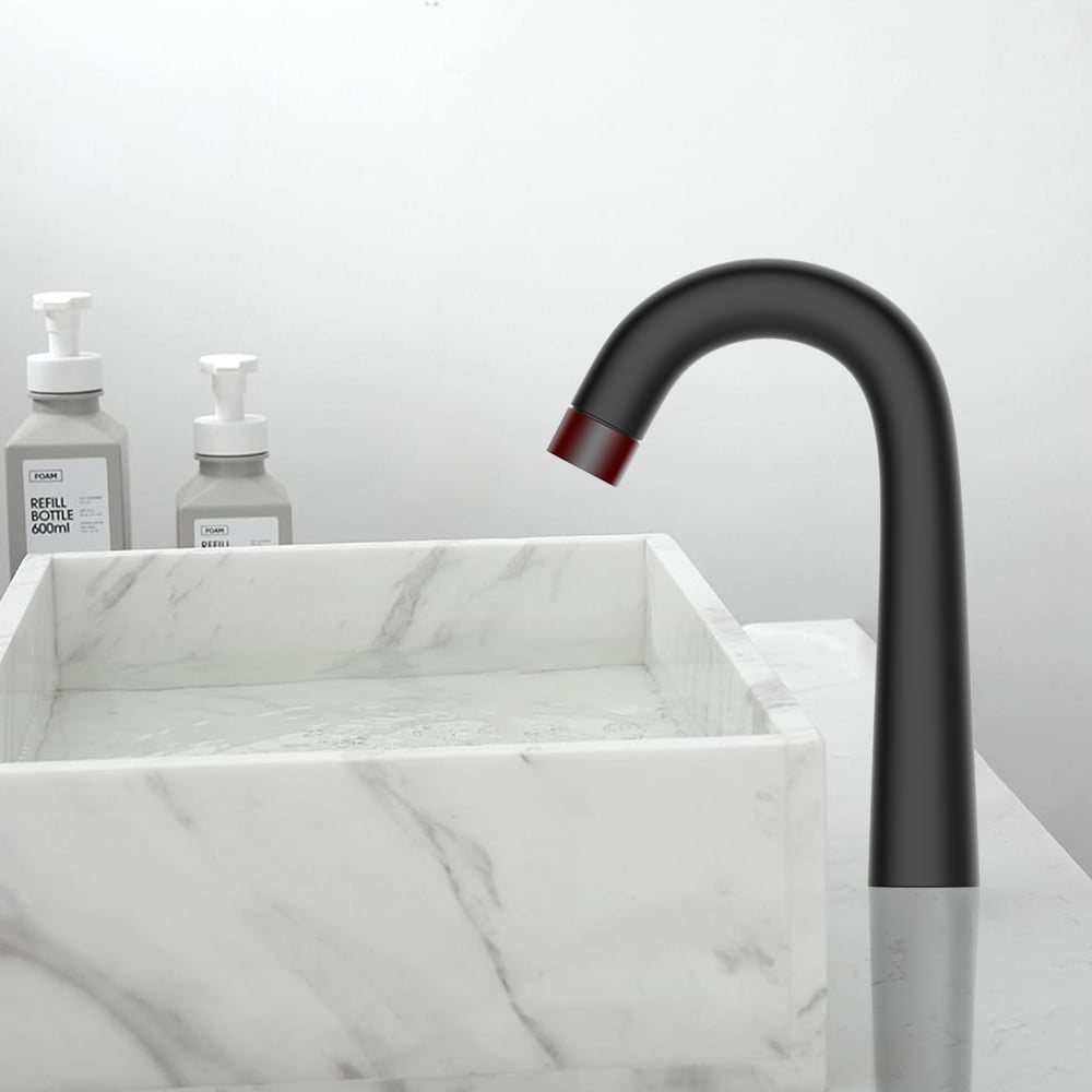 Monobloc Touchless Electronic Bathroom Basin Tap in Black window image