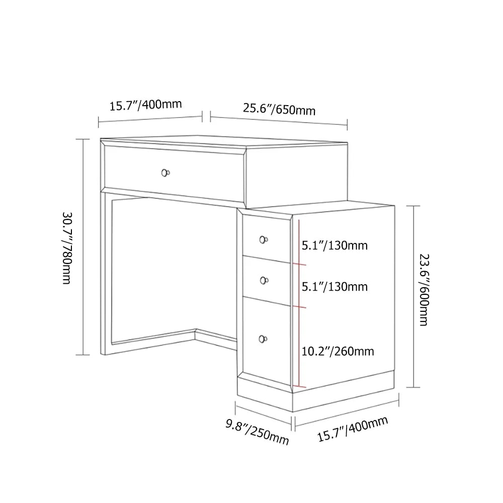 Minimalist Makeup Vanity Set Sintered Stone Top Dressing Table & Mirror Included window image