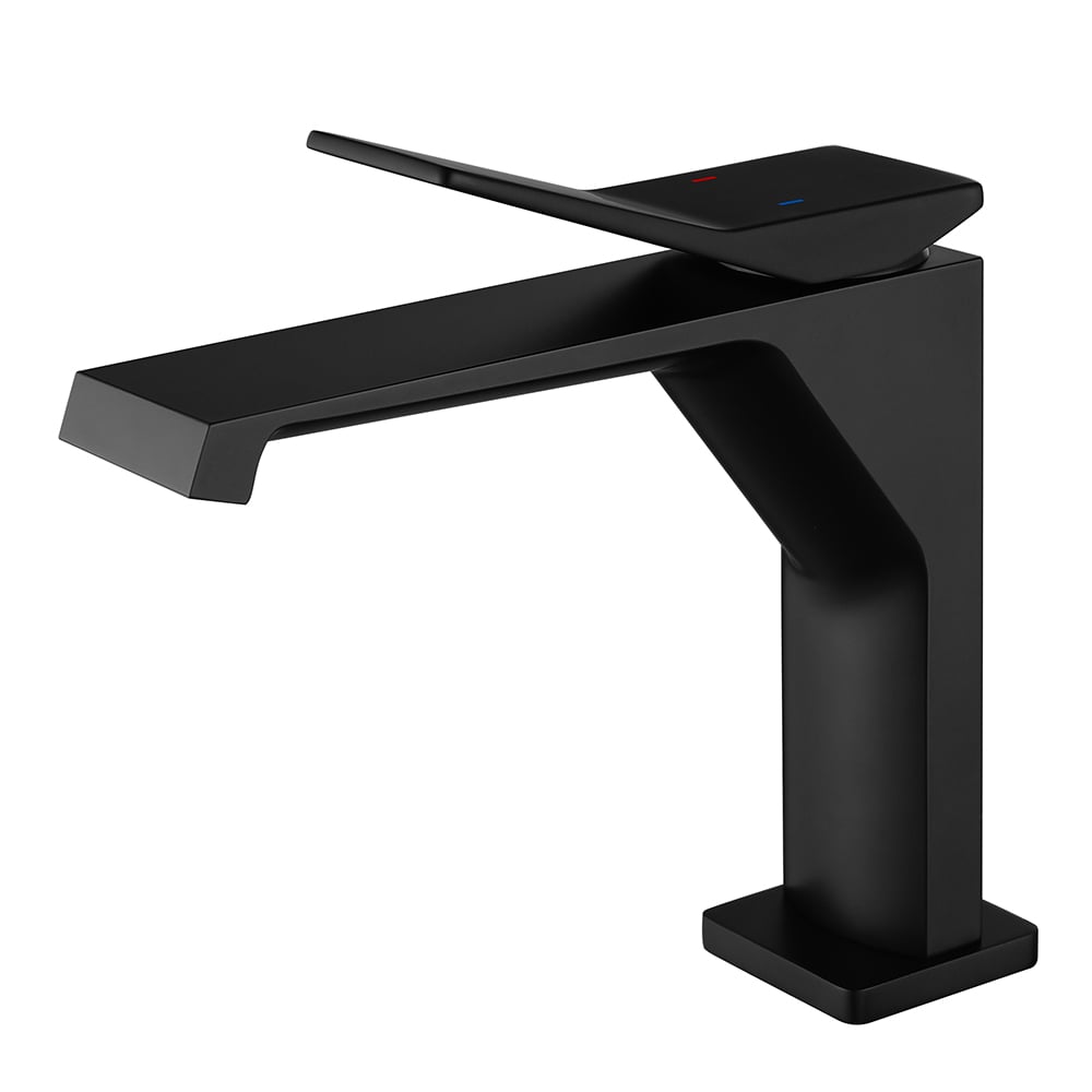 Black Monobloc Bathroom Basin Tap Solid Brass window image