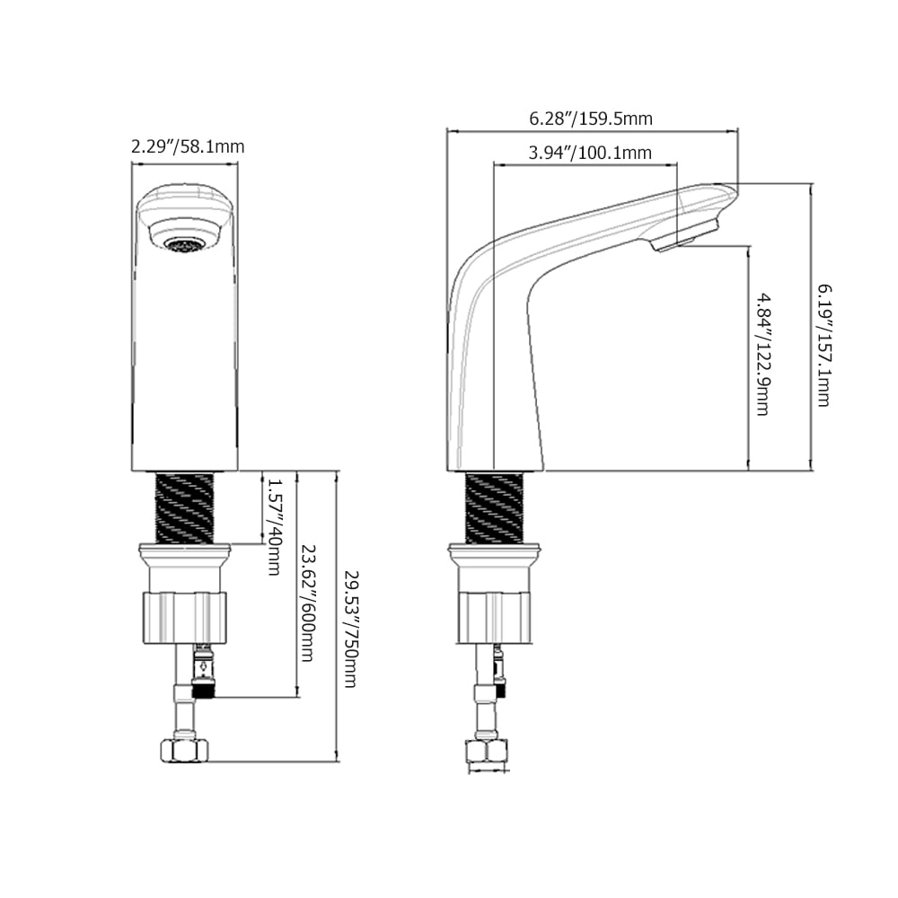 Robinet de lavabo à capteur monobloc en laiton massif en noir mat image de fenêtre