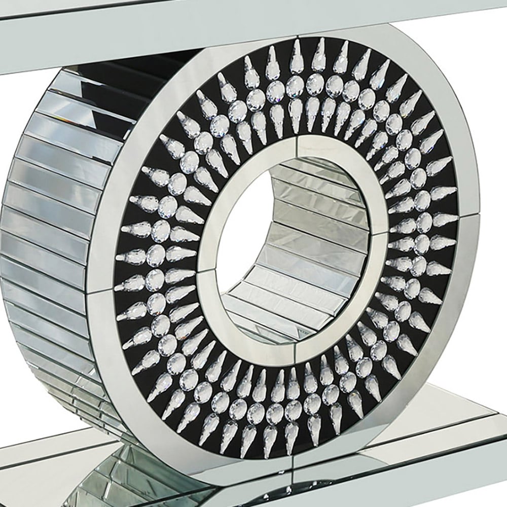 Oriental Rectangle Console Table in Silver Sofa Table for Entryway Hallway window image