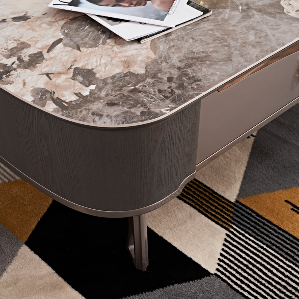 Grey Modern Rectangle Coffee Table with Storage 1 Drawer window image