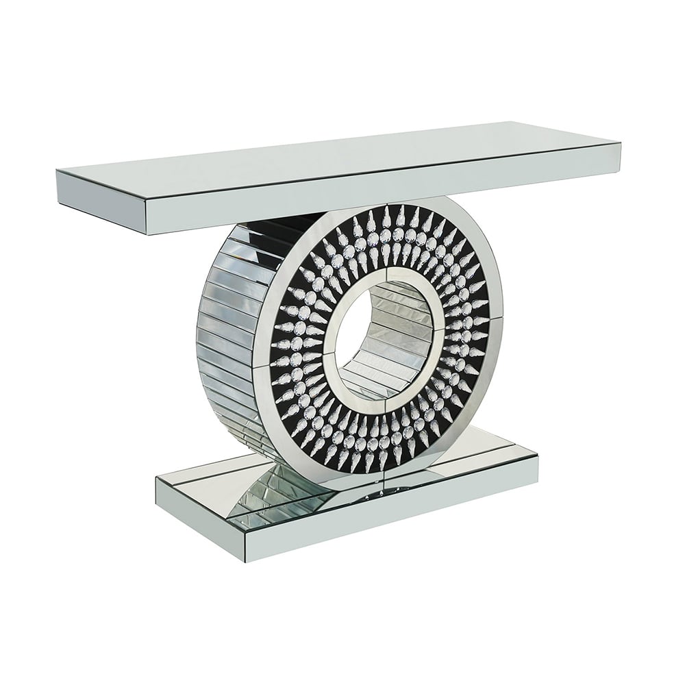 Oriental Rectangle Console Table in Silver Sofa Table for Entryway Hallway window image