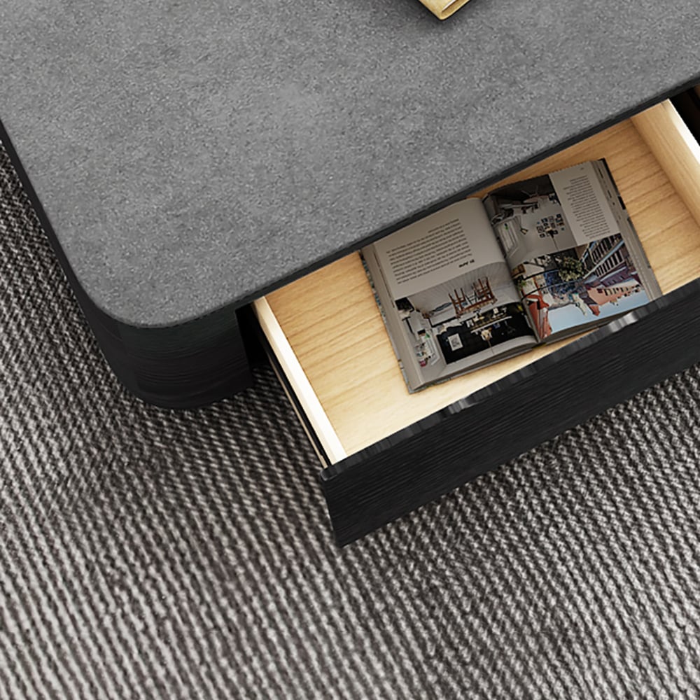 Rectangular & Square Nesting Coffee Table Set with 4 Drawers Set of 2 in Black & Grey window image