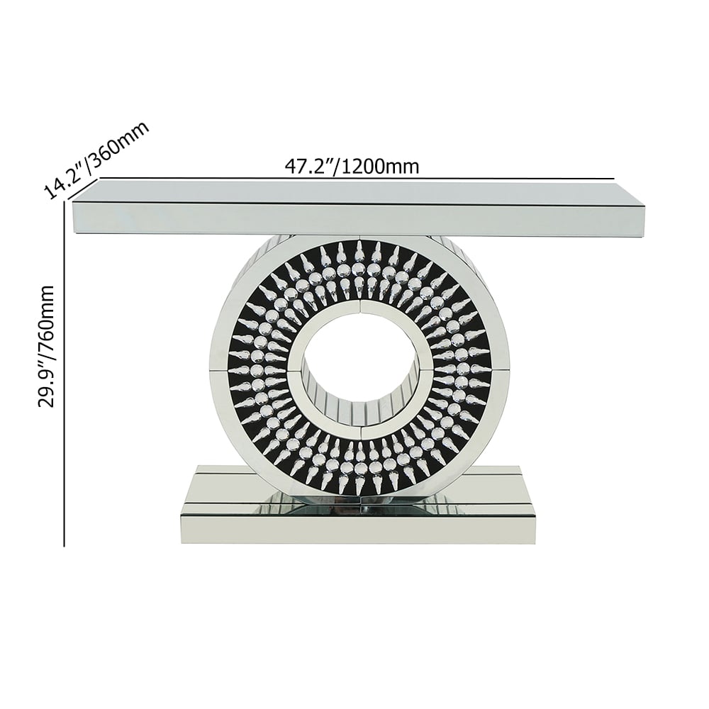 Oriental Rectangle Console Table in Silver Sofa Table for Entryway Hallway window image