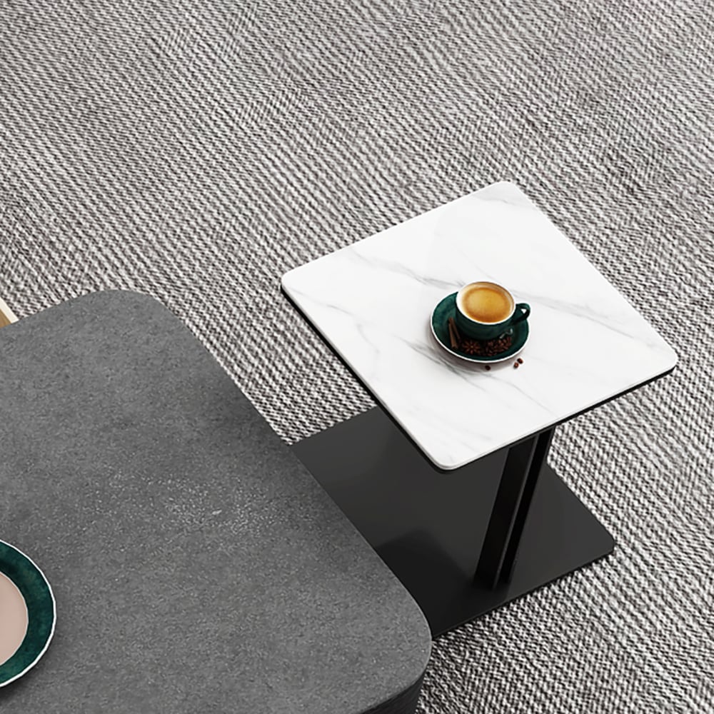 Rectangular & Square Nesting Coffee Table Set with 4 Drawers Set of 2 in Black & Grey window image