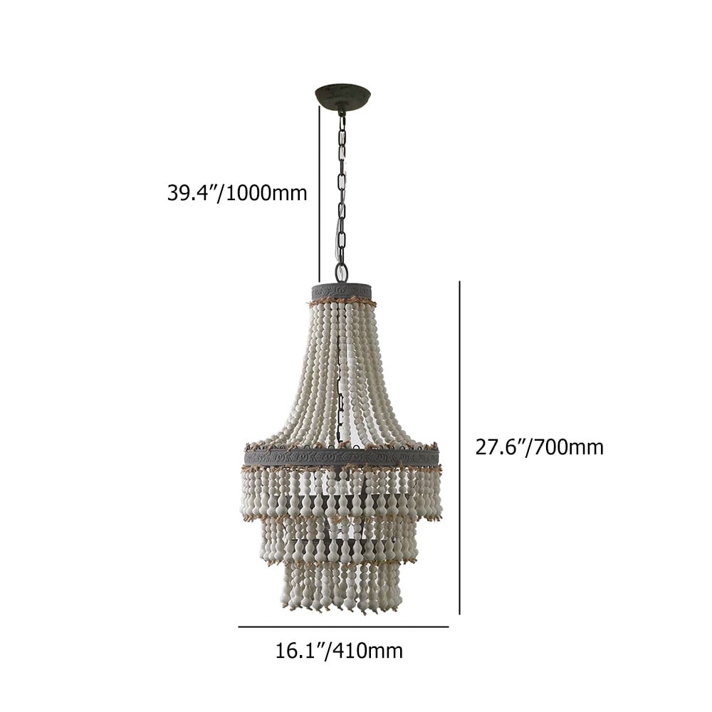 Plafonnier Farmhouse French Country 1 lumière vieilli en bois blanc perlé en métal marron image de fenêtre