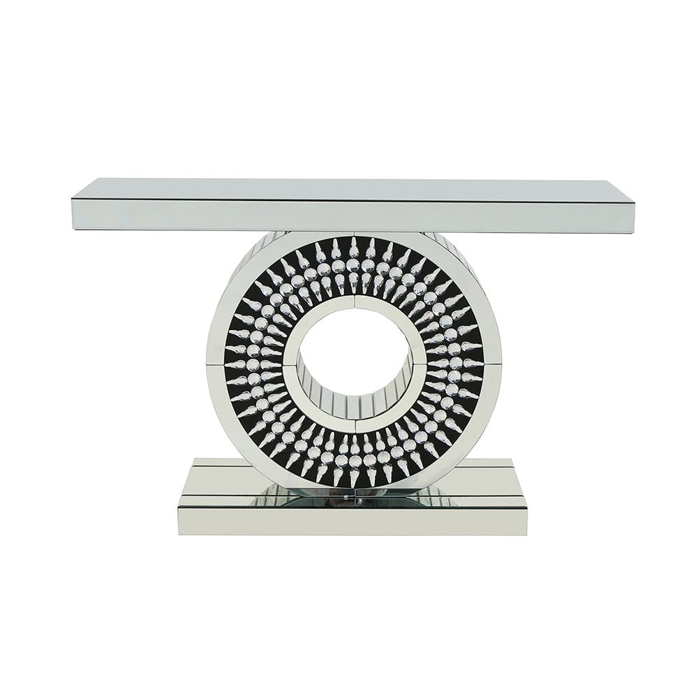 Oriental Rectangle Console Table in Silver Sofa Table for Entryway Hallway window image