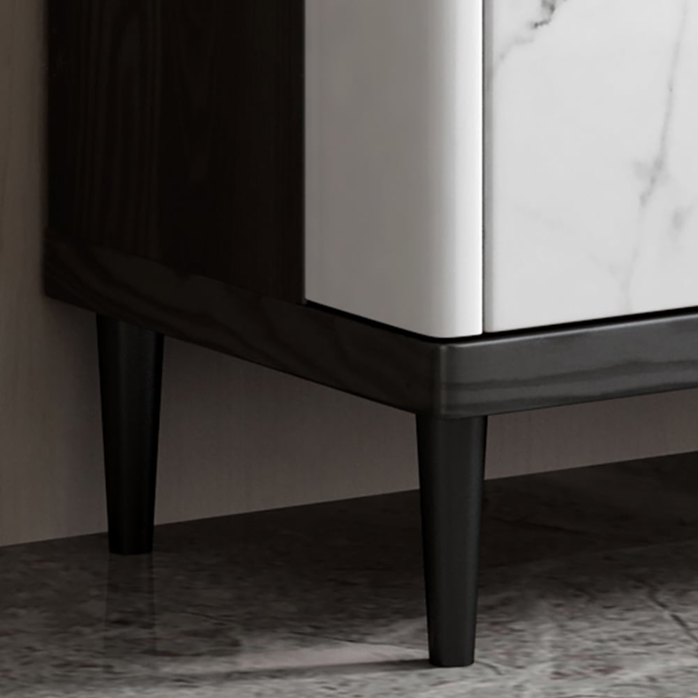 Buffet contemporain noir et blanc de 1500 mm avec portes en verre trempé image de fenêtre