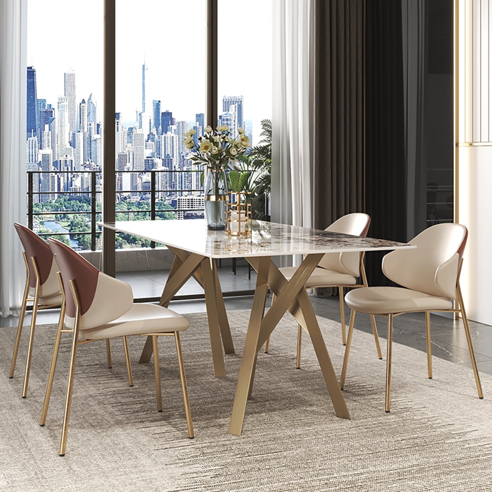 79" Rectangular Sintered Stone Dining Table in Modern Style for 8 Seaters window image