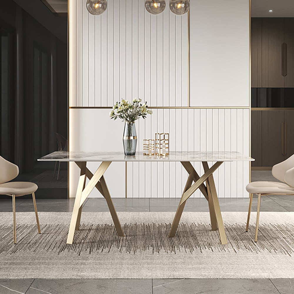 79" Rectangular Sintered Stone Dining Table in Modern Style for 8 Seaters window image