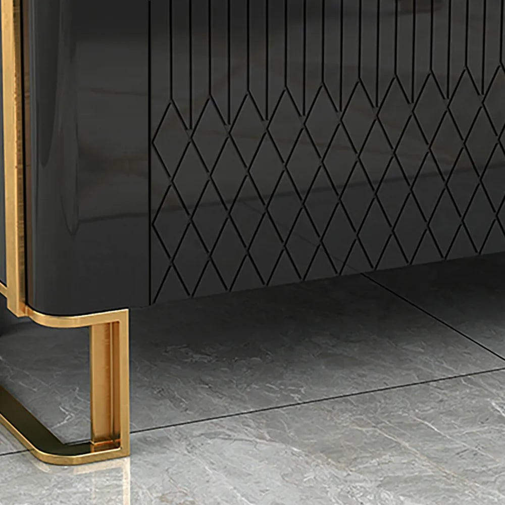 Modern Coffee Table with Storage in MDF & Stainless Steel in Black window image